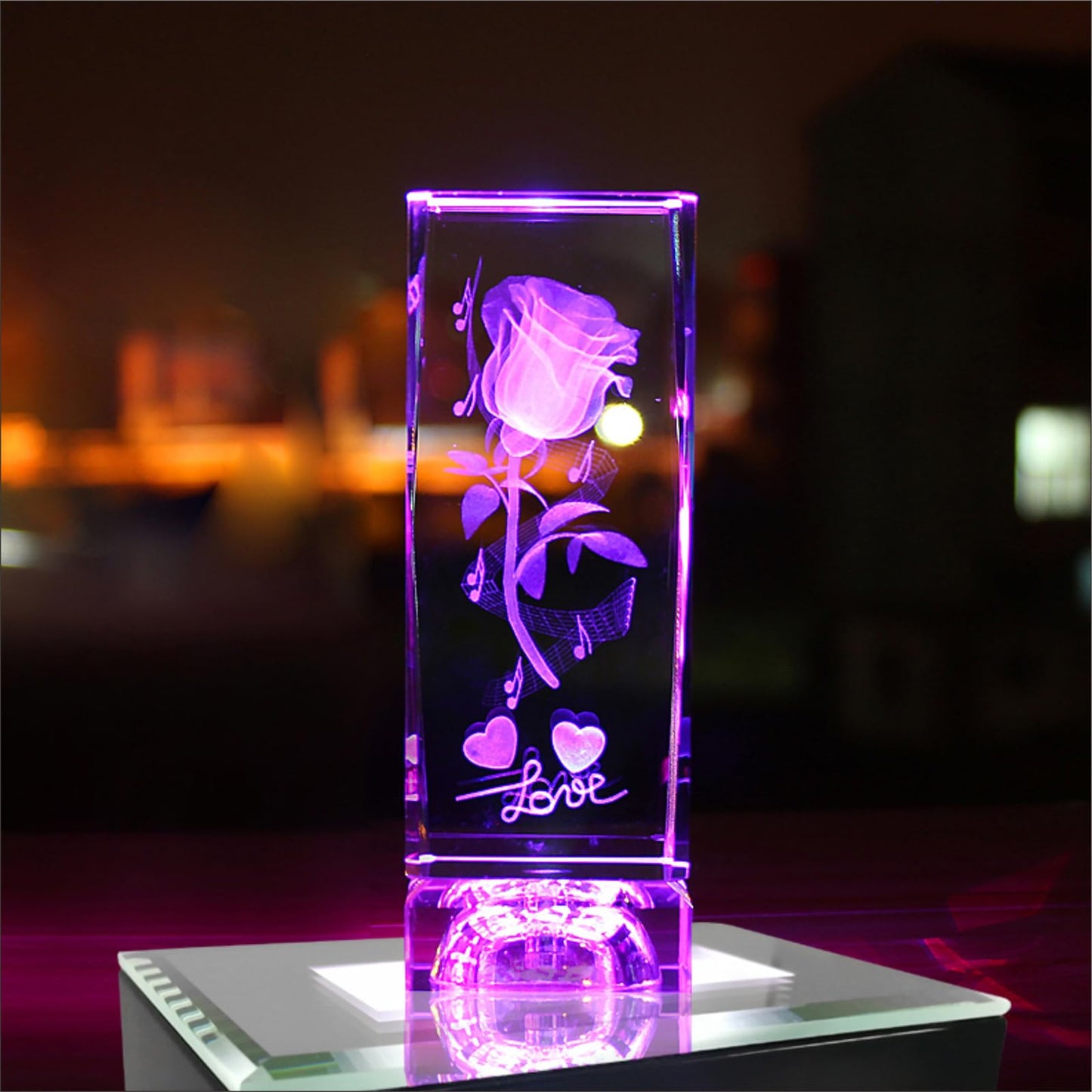 FANZI LED Rectangular Light Display Base for Crystals Glass Art Light Display Stand 3D LED Lights Ornament Lamp - Black
