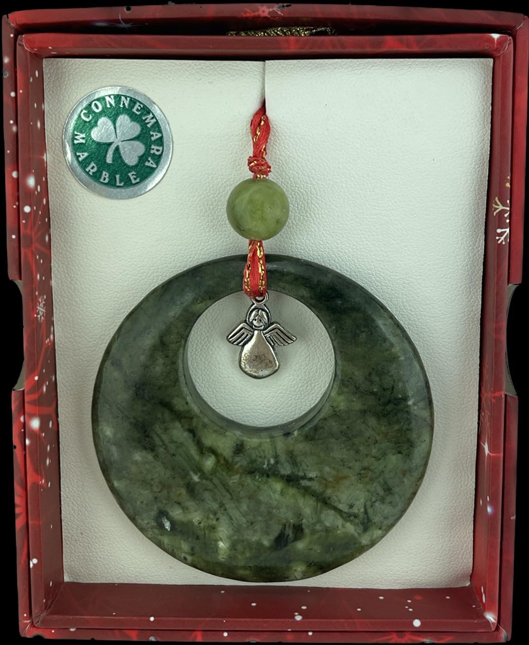 JC Walsh and Sons Connemara Marble Christmas Decoration Charm Tree Hanging Ornament Winter Symbol (1, Angel)