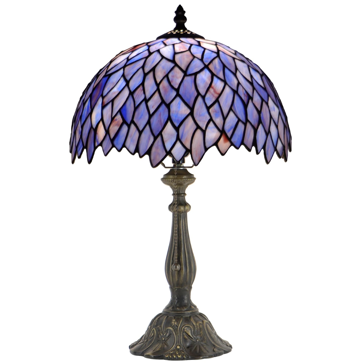 HZYFFYU Tiffany Style Lamp Stained Glass Table Lamp Memory Sympathy Desk Reading Light 12X19 Inch (Wisteria Style)