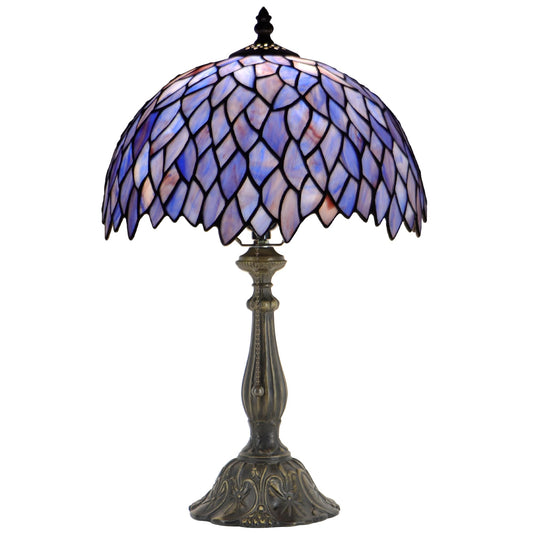 HZYFFYU Tiffany Style Lamp Stained Glass Table Lamp Memory Sympathy Desk Reading Light 12X19 Inch (Wisteria Style)