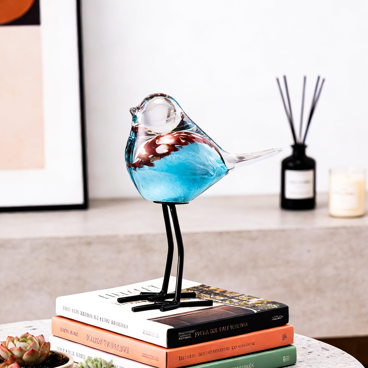ORRFIDDY Glass Bird Figurines Art Collectible Ornaments Statue Figurines Modern Handmade Sculpture Home Decor
