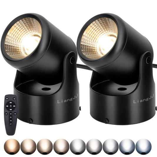 LiangJJ Uplights Indoor, 2 Pack 12W Uplighting with Timer and Remote, Stepless Adjustable Color Temperature and Dimmable Floor Can Light, 6000K Accent LED Spot Lights for Plant, Artwork, Corner, Wall