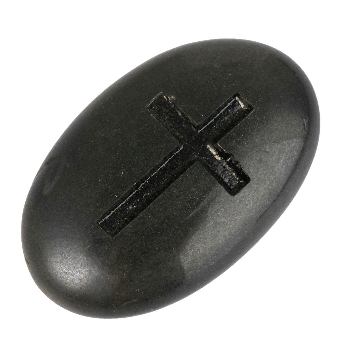 Rockcloud Pack of 4 Black Engraved Inspirational Stones Love Stones,Cross
