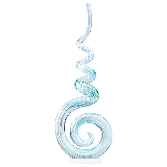 15" Tall Hand-Blown Murano-Style Glass Sculpture Statues Art Ornament Statue Figurines Home Decor Accent Piece Coastal Ocean Nautical Home Decor,Shelf,TV Stand,Tabletop Centerpieces,Wonderful Gift