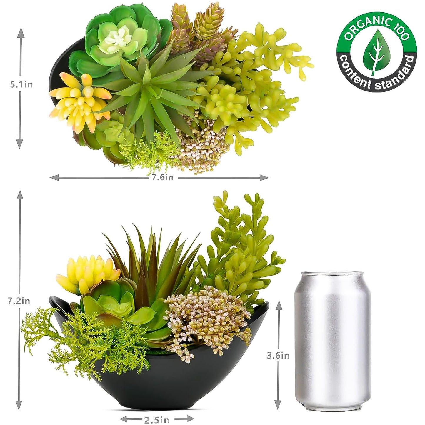 Luxsego Artificial Succulents Plants, Fake Potted Plants - 7.2 Inch Faux Succulents, Artificial Plants & Greenery for Hone Garden, Table Desk Shelves, Bathroom, Office Decorations(1 Pot)