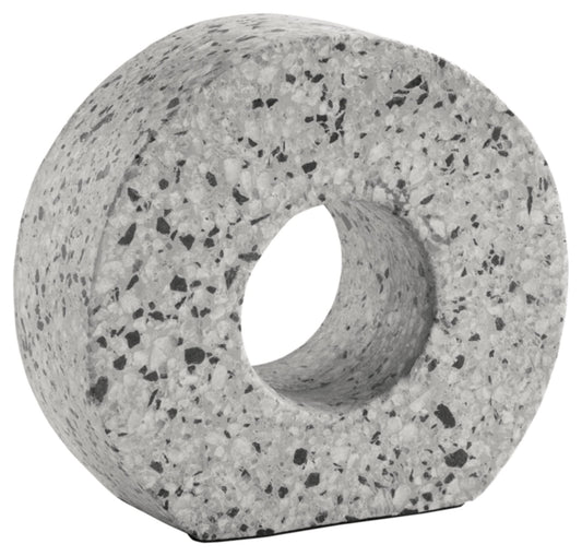 Signature Design by Ashley Setehen Round Cement Sculpture, White & Black Speckled