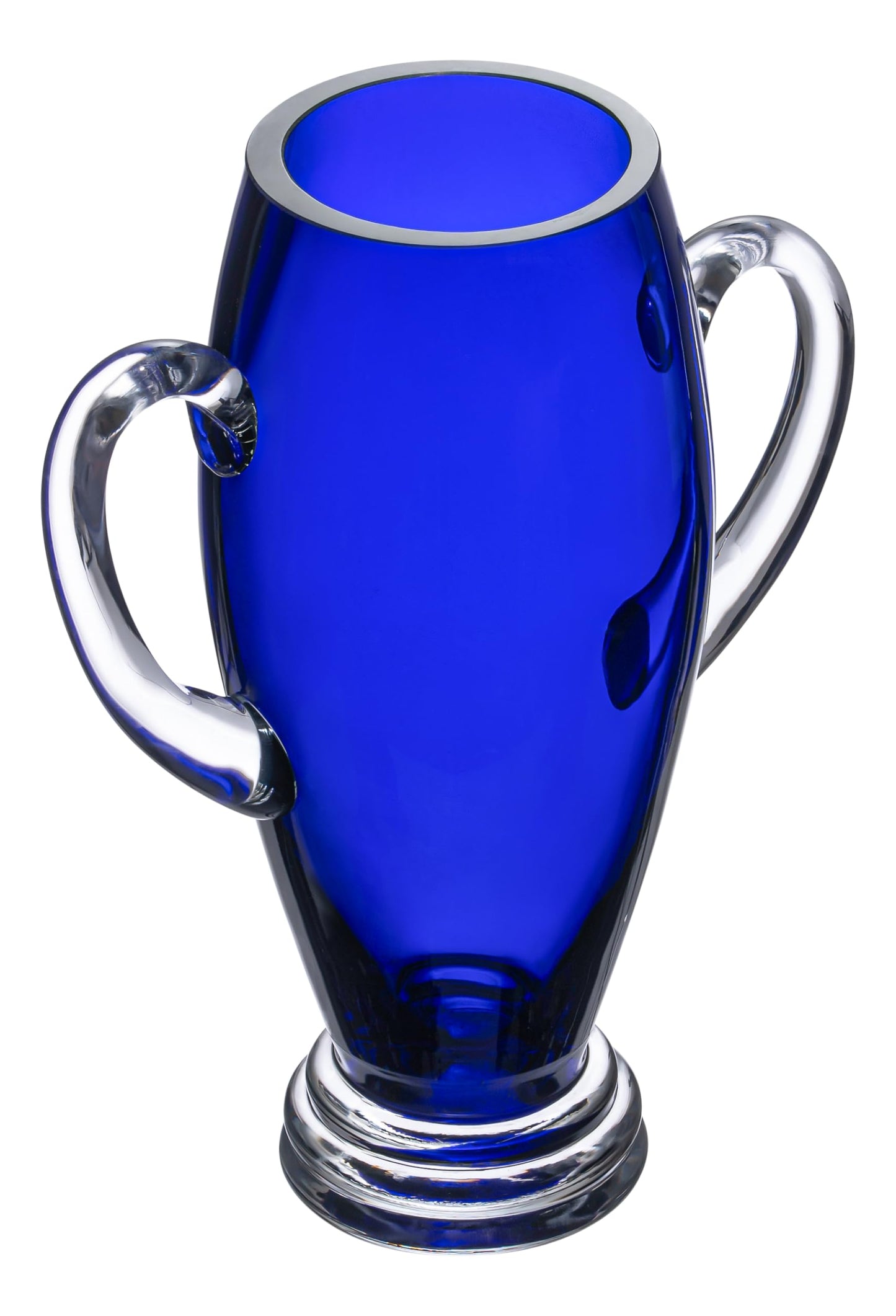Barski - European Cobalt Glass - Footed Trophy Vase - with Handle - 13.5" Height - Made in Europe