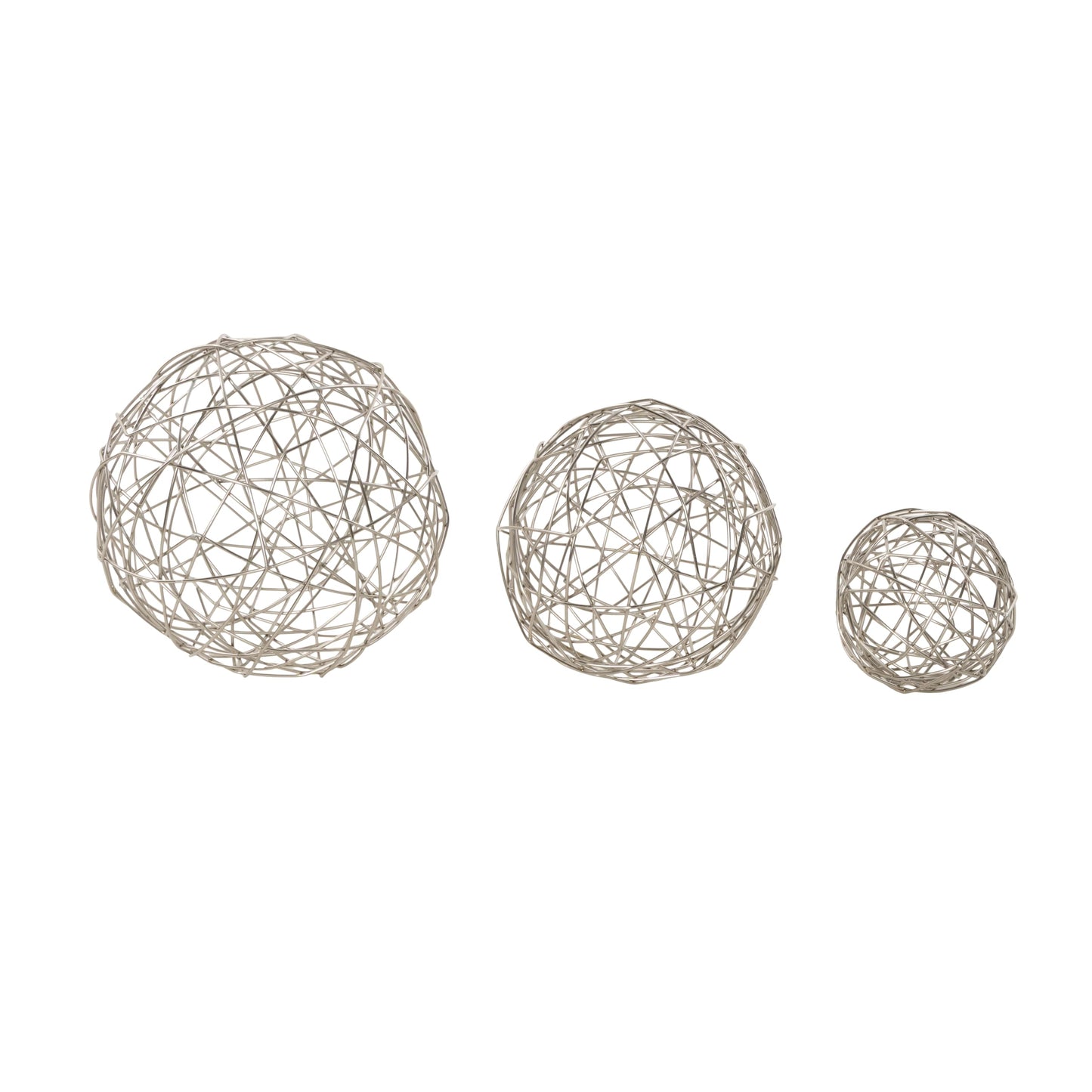 Deco 79 Metal Geometric Decorative Sculpture Home Decor Statues, Set of 3 Accent Figurines 8", 6", 4"D, Silver