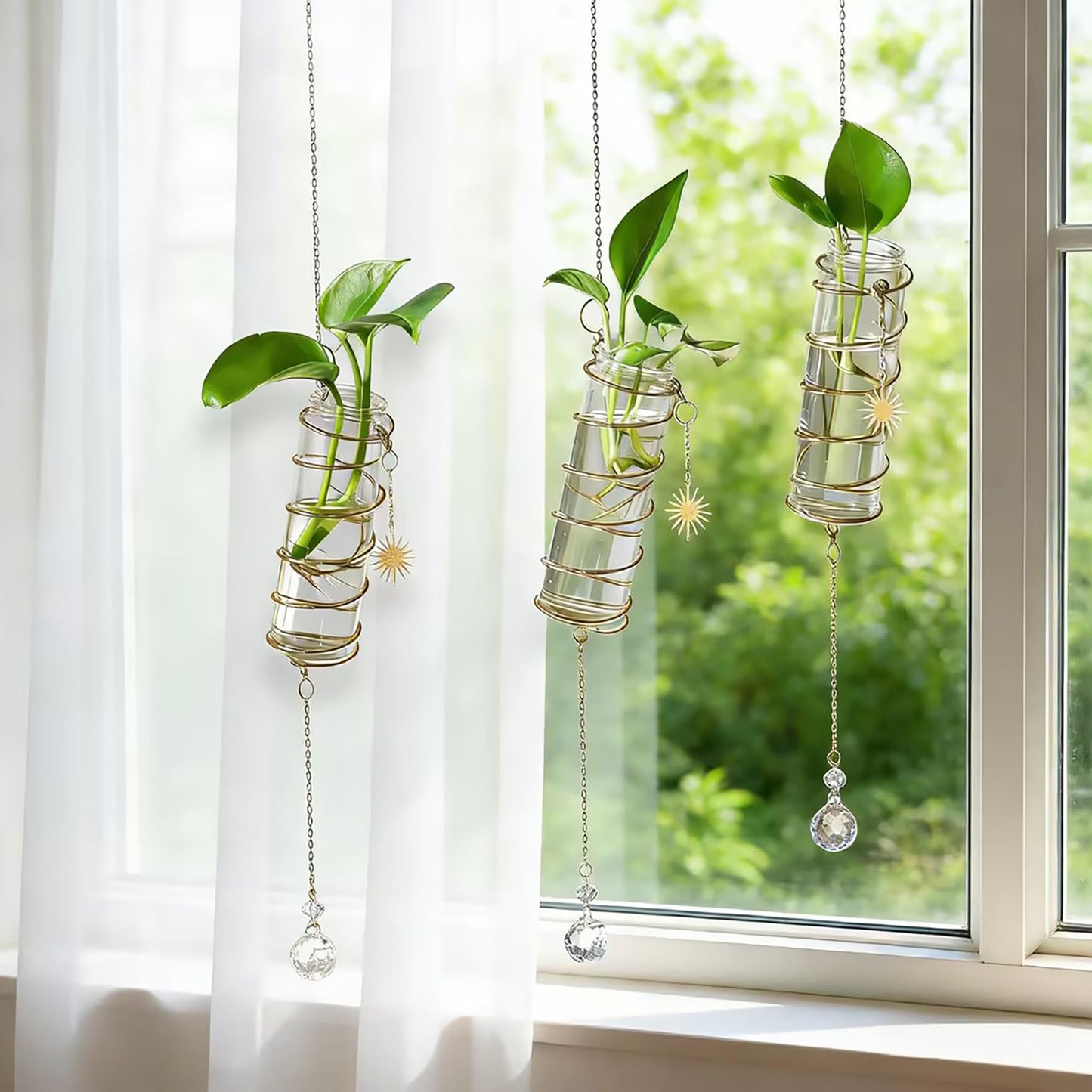 PERIZIA 3Pcs Hanging Plant Propagation Station, Glass Wall Planter Vases