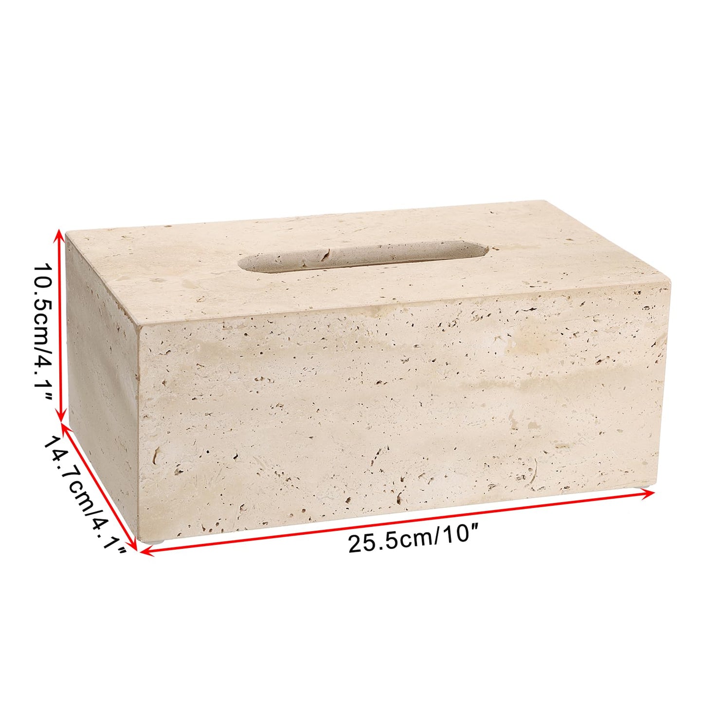 Sumnacon Rectangular Tissue Box Cover Natural Travertine Tissue Cover with Pads,Heavy Duty Stone Tissue Box Holder,Gorgeous Tissue Holder for Toilet Bathroom Kitchen Living Room Table,Light Beige
