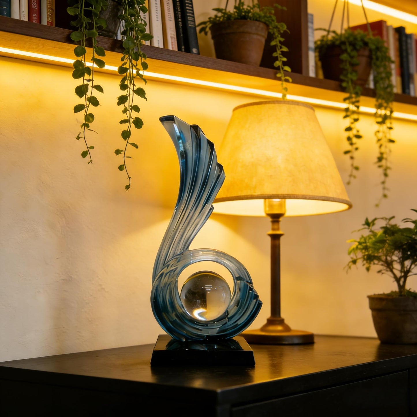 AWNR Gold Abstract Digit Statue Accent Decor, Adornos para Sala Modernos Shelf Decor Aesthetic for Coffee Table, Modern Home, TV Stand, Men's Bedroom, Coffee Table, Console Table (Abstract Blue 6)