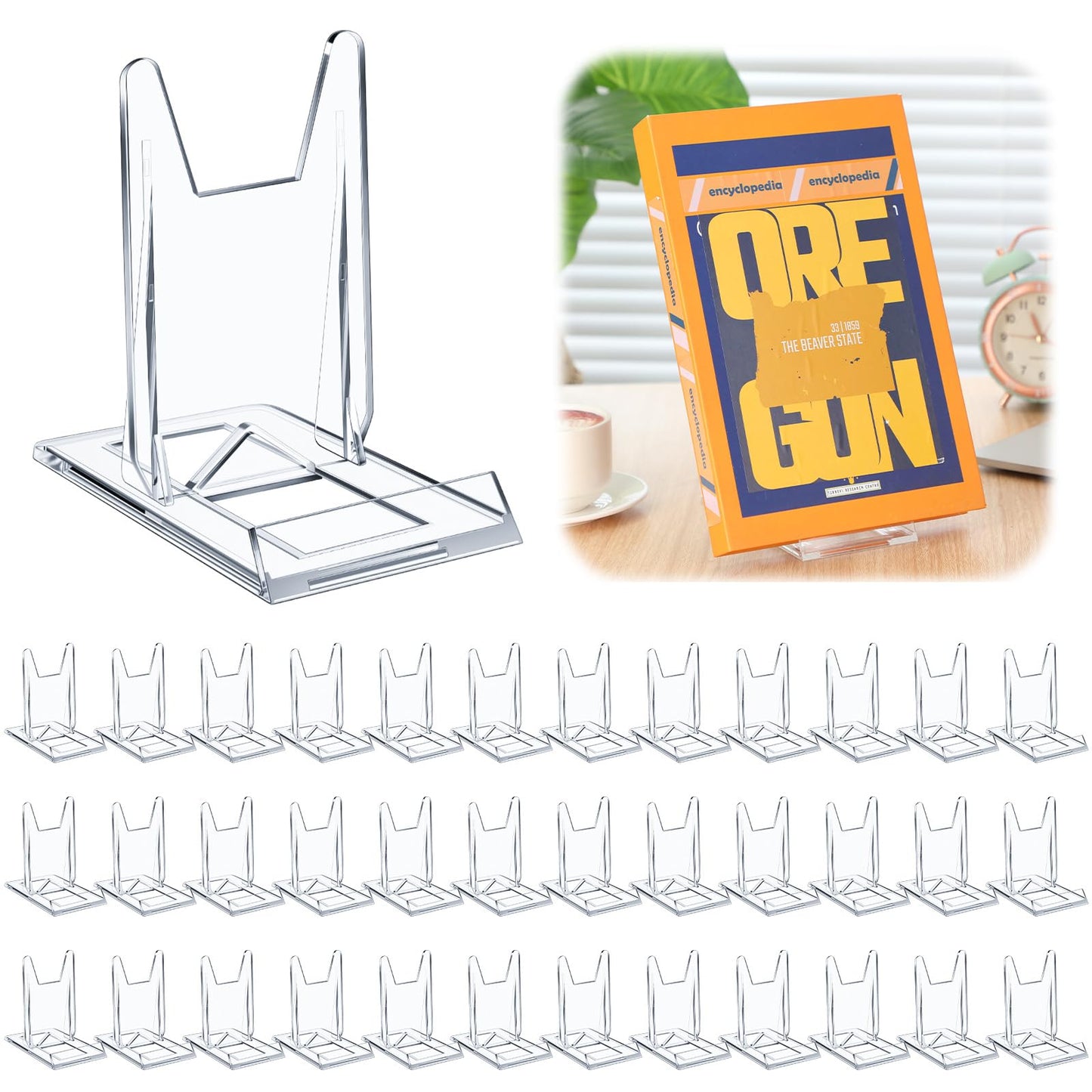 Memorywuu 12 Pack Acrylic Book Stand for Display Adjustable Clear Display Holder Easel Collector Stand for Home Office Back to School Comic Album CD Magazine Postcard Artworks (5.91 x 6.1 x 3.15 Inch)