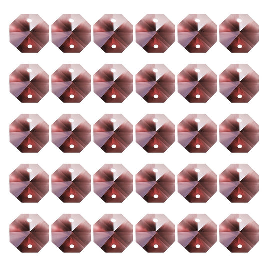 PATIKIL K9 Crystal Octagon Beads 2 Holes Pendants, 60 Pack 14mm Chandelier Prisms Parts Ornaments Hanging Beads for DIY Arts Crafts Decoration, Purple