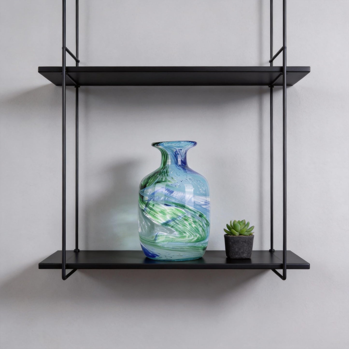 Hand-Blown Glass vase, Bluegreen Decorative vase, Modern Glass Art Piece, Ideal for Centerpiece Display in Living Rooms, Dining Tables, Offices, bathrooms, Coffee Tables, or entryway Decor.