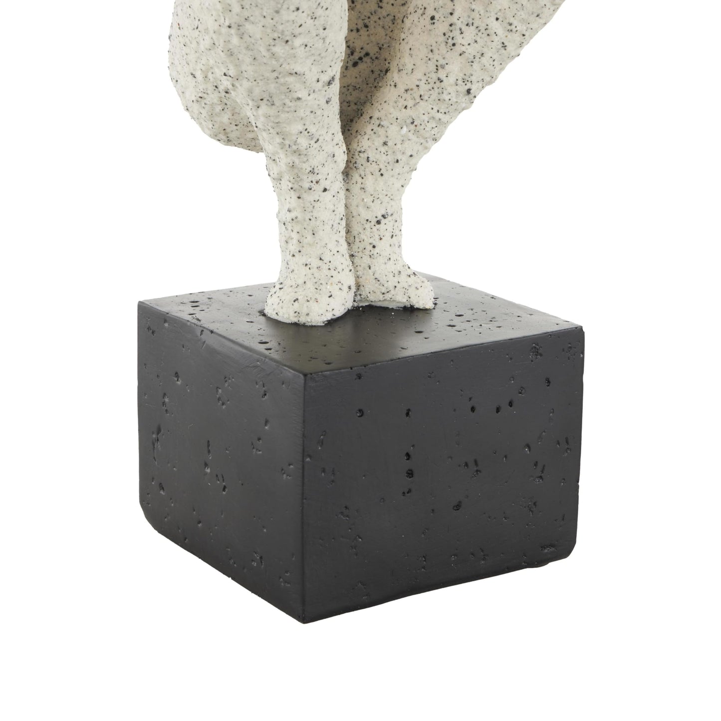 Deco 79 Polystone People Decorative Sculpture Crouching Home Decor Statue with Black Square Base, Accent Figurine 6" x 5" x 16", Cream