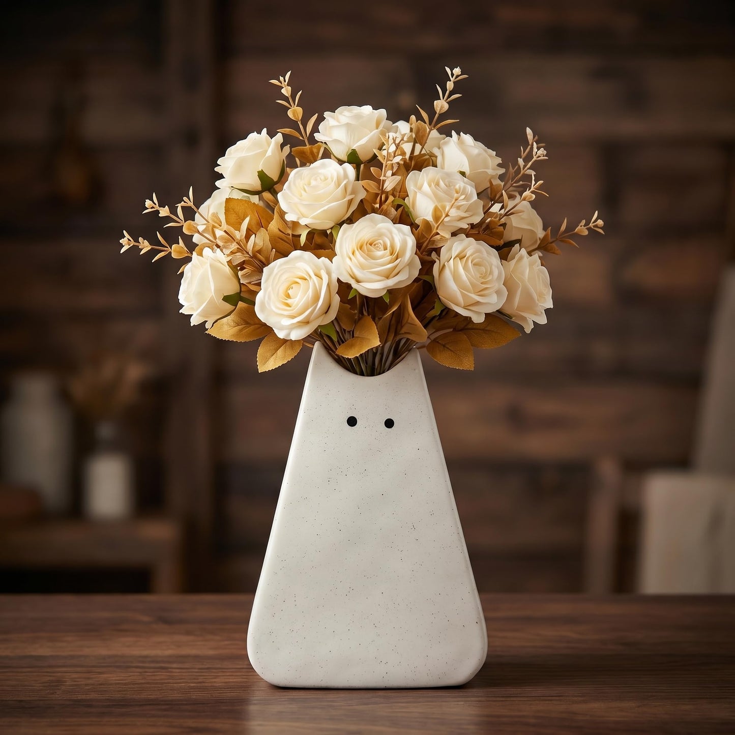 NierNika Adorable White Cat Vase - Modern, Simple & Creative Ceramic Flower Vase, Perfect Unique Gift for Girls, Women, Mothers & Cat Lovers - Ideal for Home Decor