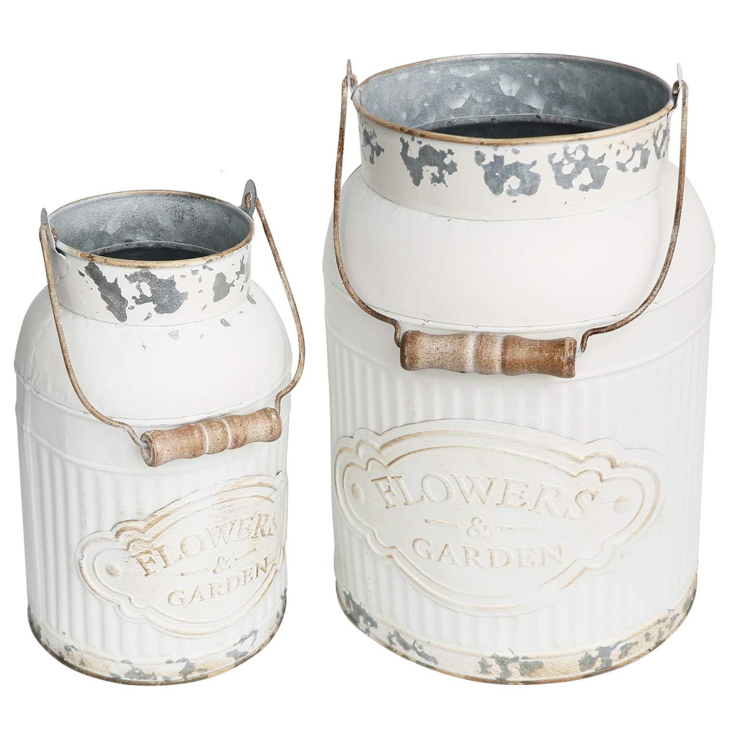 VANCORE Shabby Chic Metal Milk Jug Planter Metal Vases for Decor Rustic Flower Bucket Farmhouse Decorative Vases