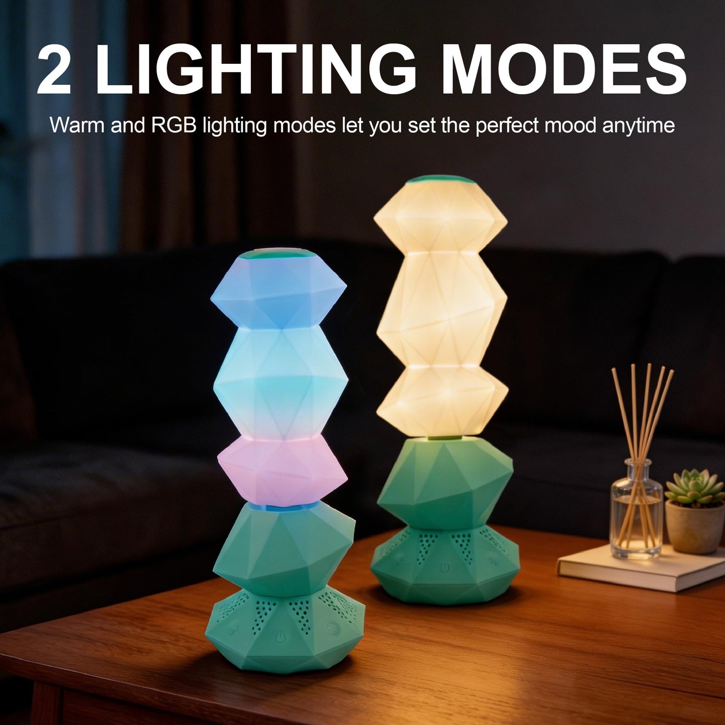 BITILLUM RGB Mood Lamp with Bluetooth Speaker, Rotating Ambient Night Light with Magic Wand Control, Dimmable Color Changing Aesthetic Lamp for Bedroom, Gaming Room, Desk & Teen Gifts