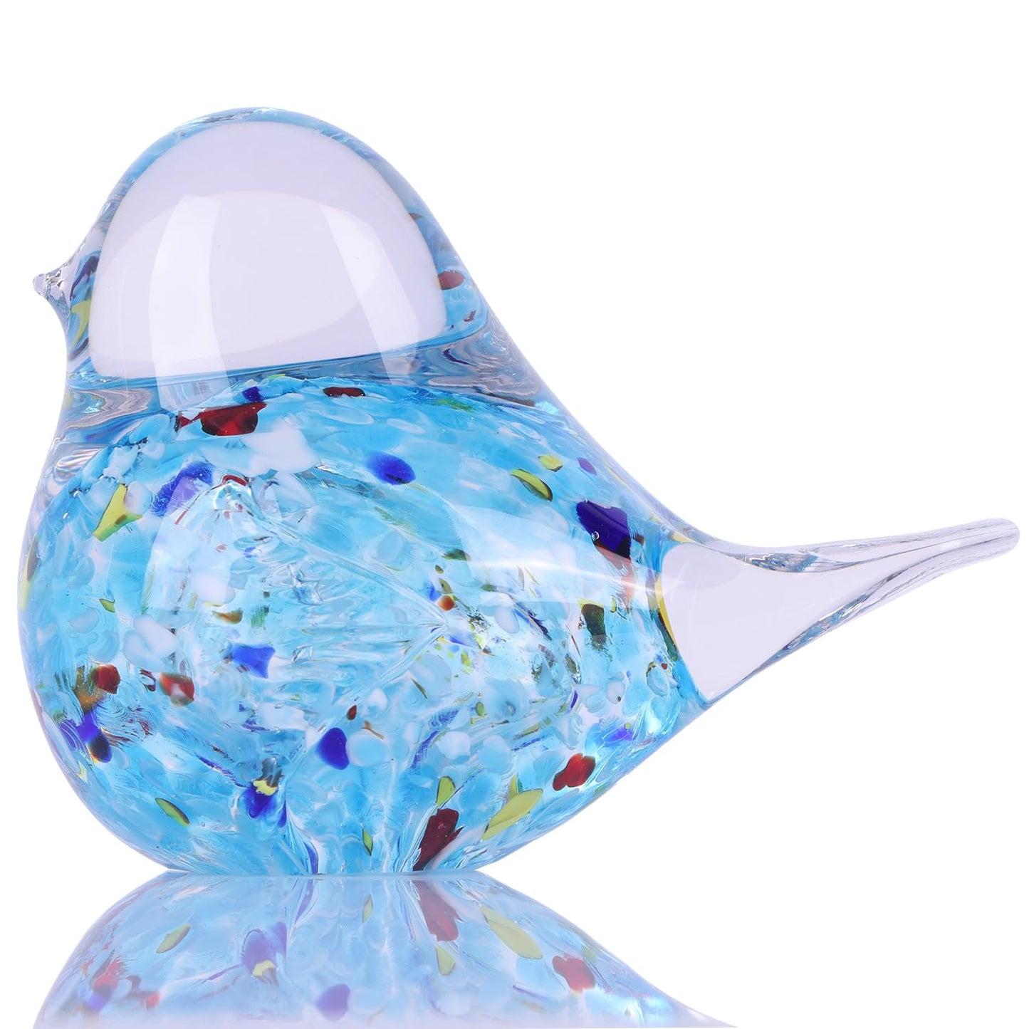WUBIANJIE Hand Blown Glass Bird Statue Collectible Animal Art Paperweight, Glass Art Decor Living Room Bedroom Bookshelf Coffee Table Small Ornaments Shelf Home Decoration