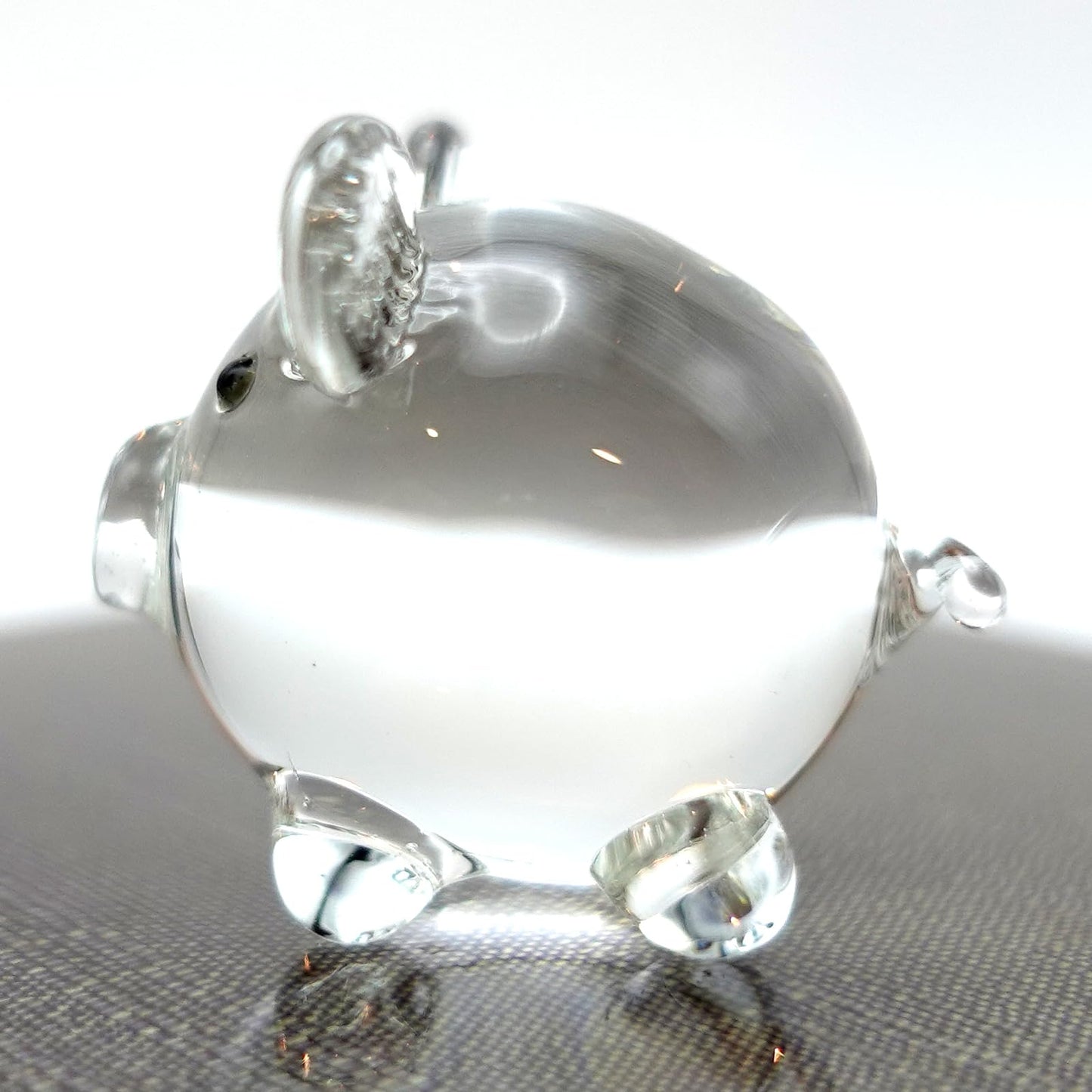 Sansukjai Tiny Pig Miniature Glass Figurine – Handmade 1-Inch Blown Glass Animal – Cute Farm Decor – Collectible Gift (Clear)