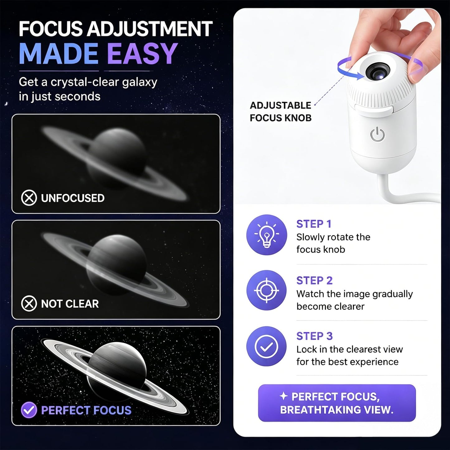KoudHug 2-in-1 Galaxy Projector Night Light,USB Portable Starry Sky Night Light Projector for Bedroom,Adjustable Brightness 360° Rotating Design,Mini LED Nightlight Wall Lamp for Adults and Kids