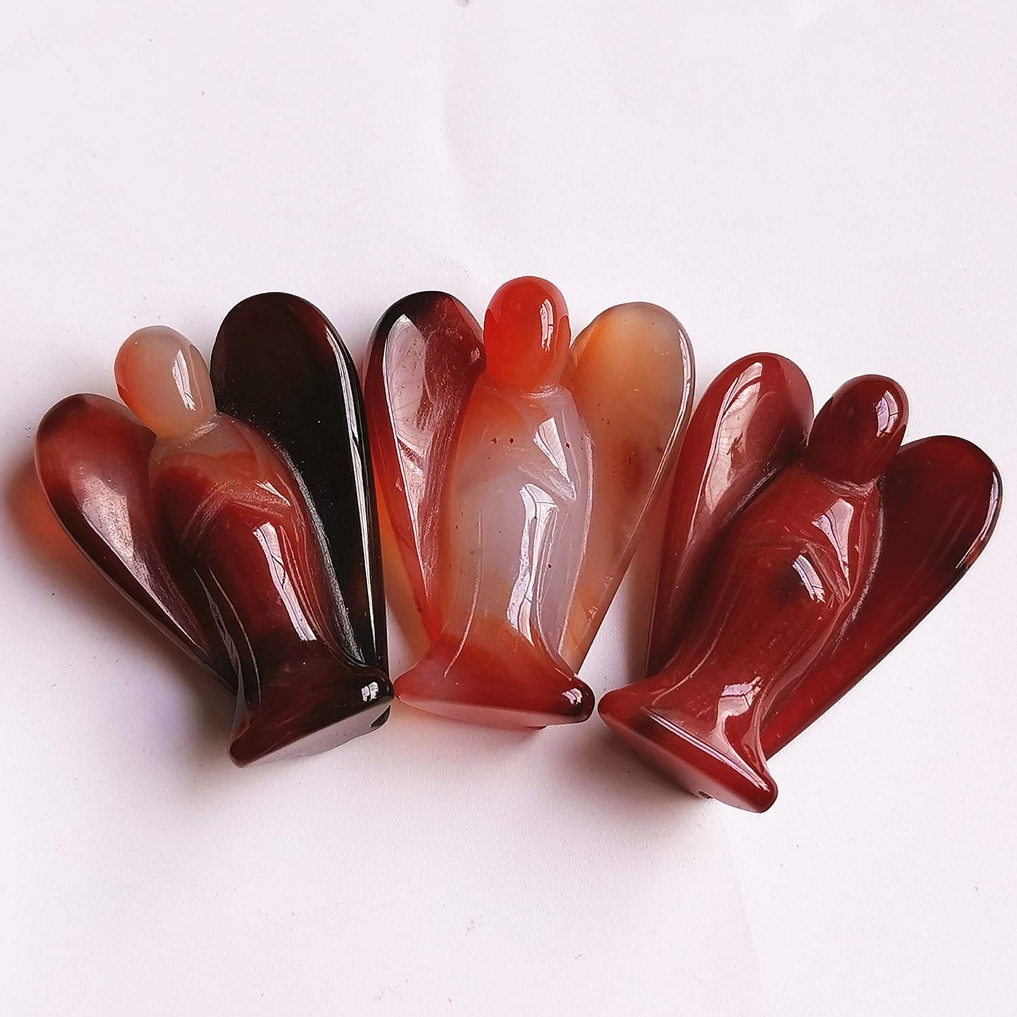 Bacatgem Natural Carnelian Healing Crystal Prayer Guardian Angel Statue,2 Inchs Carving Pocket Palm Stone Figurines Decoration