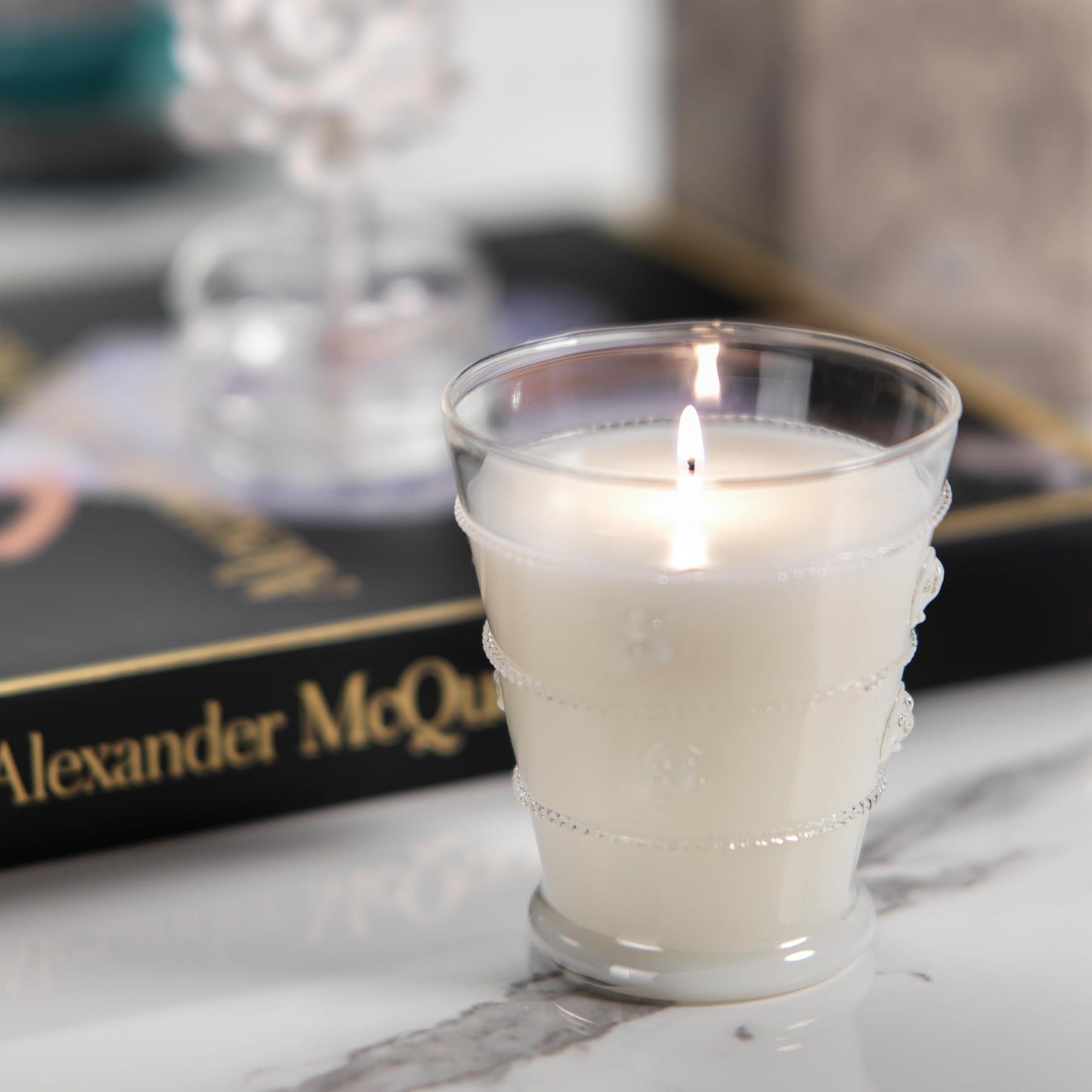 Zodax Grand Casablanca Glass Jar Scented Candle Trio for Home Decor - Ideal for Kitchen and Bathroom - Makes a Great Gift for Women and Men - Tahitian Gardenia - 8.3 Oz.