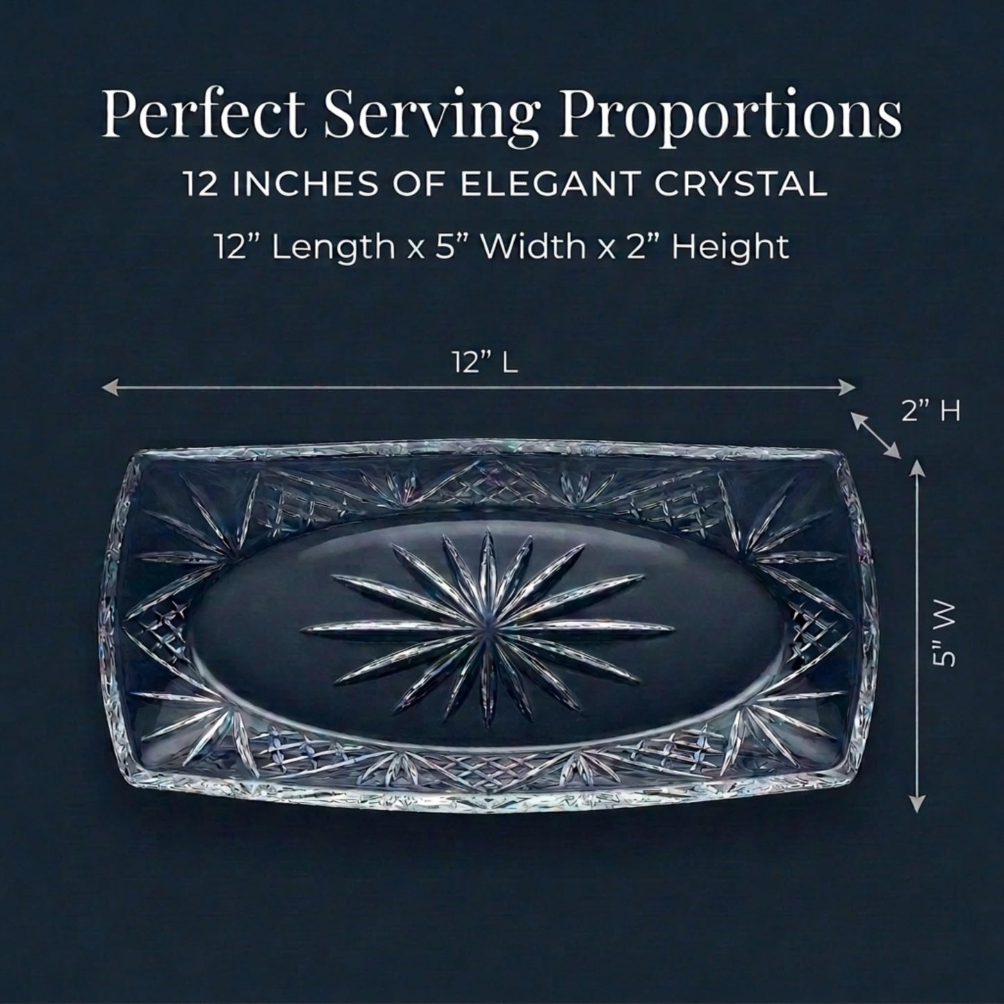Godinger Serving Tray Platter, Crystal Glass Display Tray, 12"x 5", Dublin Collection
