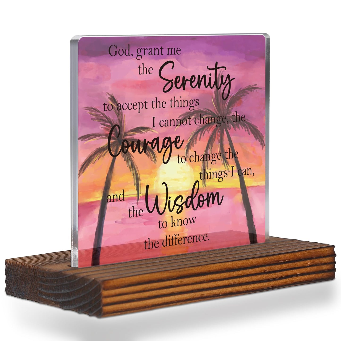 Serenity Prayer Acrylic Desk Sign, Christian Motivational Gift for Women Men, Inspirational Office Decor, Encouragement Quote Plaque for Recovery, Birthday, Graduation, Retirement EC390