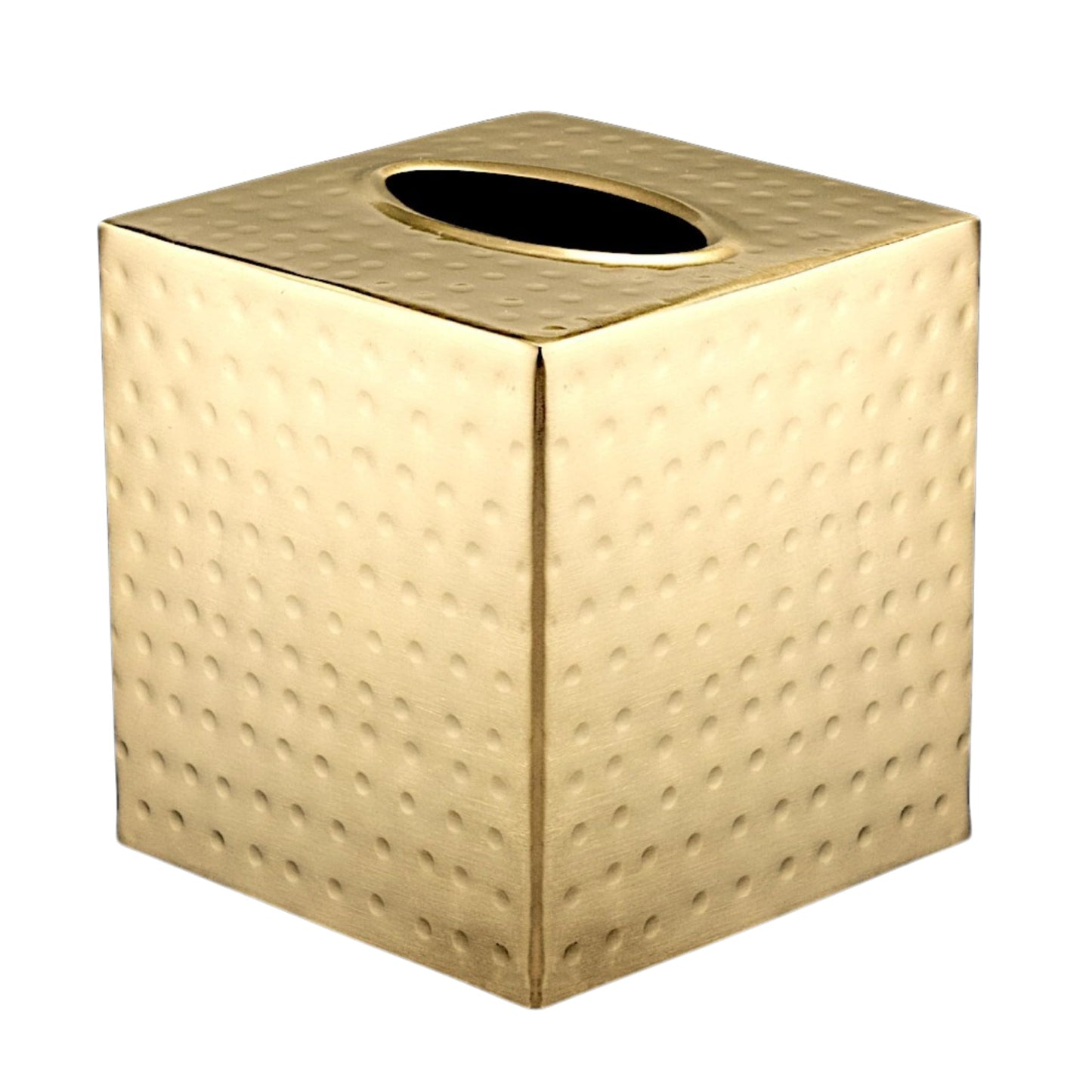 Monarch Abode Tissue Box Cover Square – Hand Hammered Brushed Gold Metal Tissue Holder Box for Bathroom Accessory, Aesthetic Decorative Facial Napkin Cube for Modern Home Decor