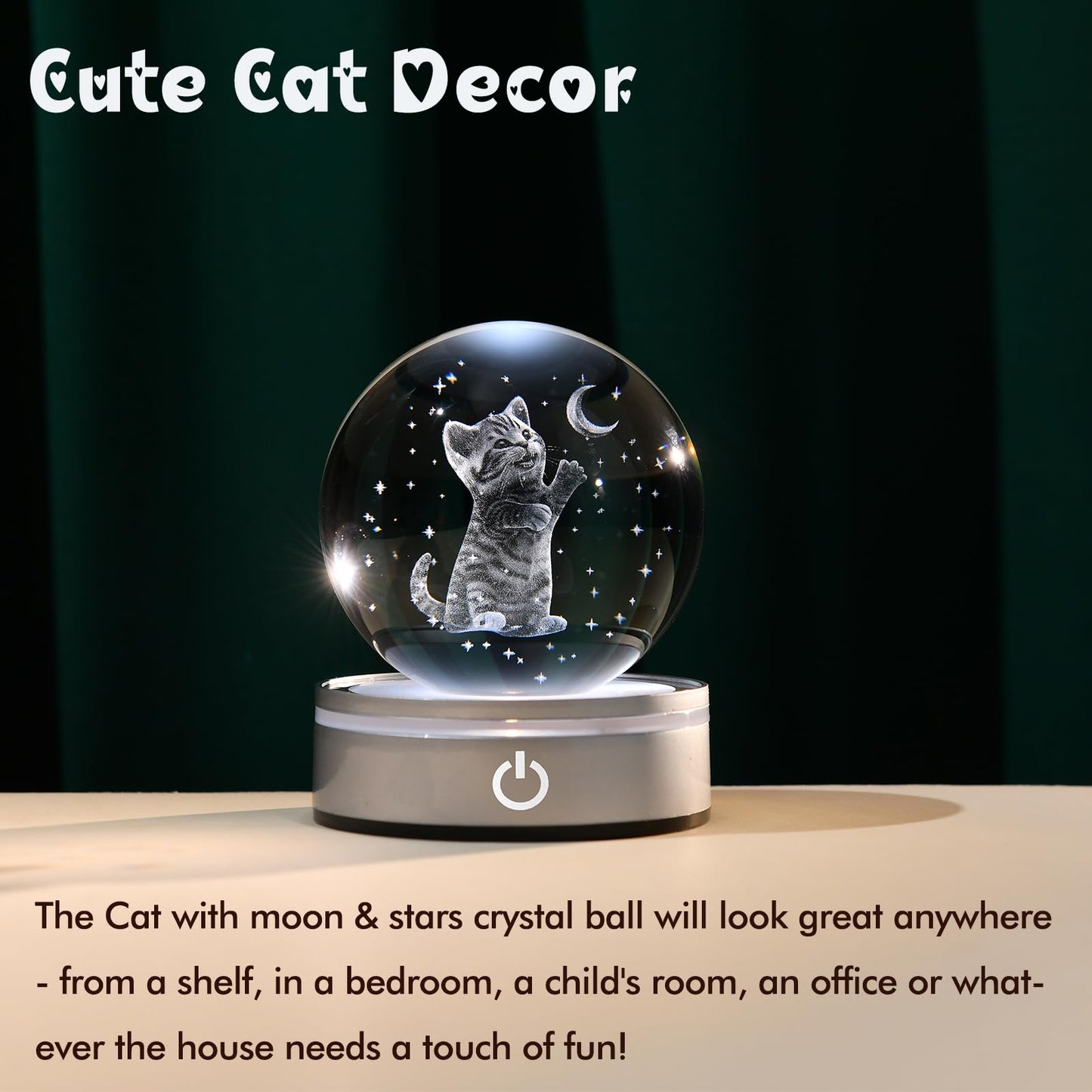 IFOLAINA Cat Themed Gifts for Women 3D Crystal Ball Night Light