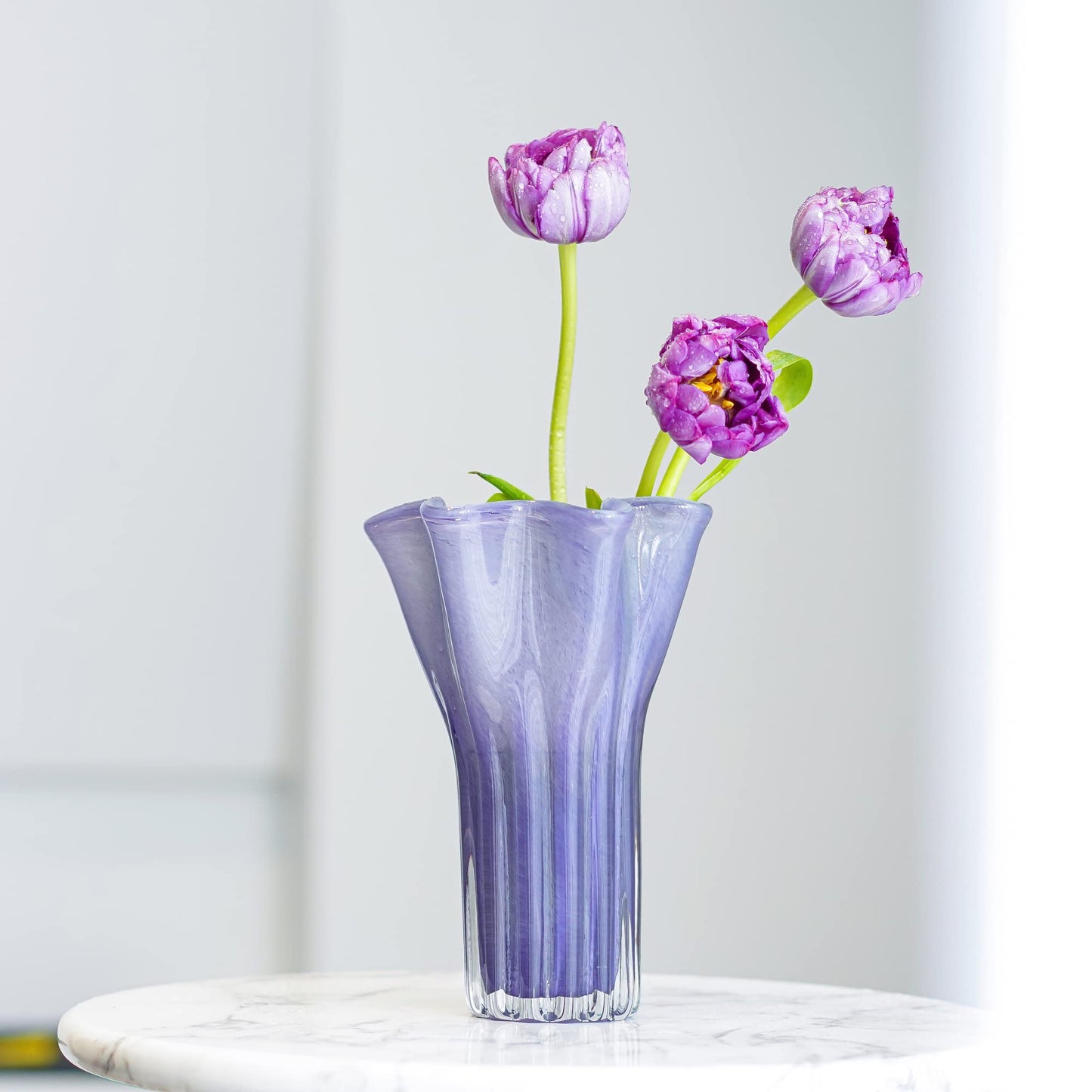 Hand Blown Glass Vase for Flowers Crystal Vases for Bouquet Home Decor Decorative Centerpieces Unique Gift for Christmas Valentines Day Birthday Housewarming Mothers Day