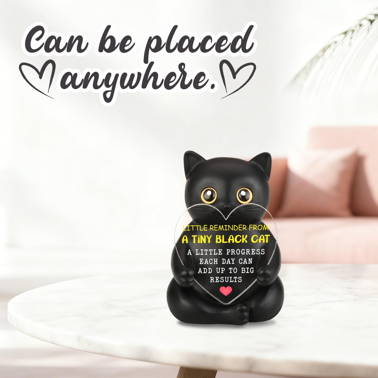 Tiny Black Cat Desk Decor - Encouragement & Motivation Gift for Coworkers, Teachers, Nurses, Friends, Family, Positive Reminder Plaque - Inspirational Gift, Perfect for Office Desk Decor - FDD618