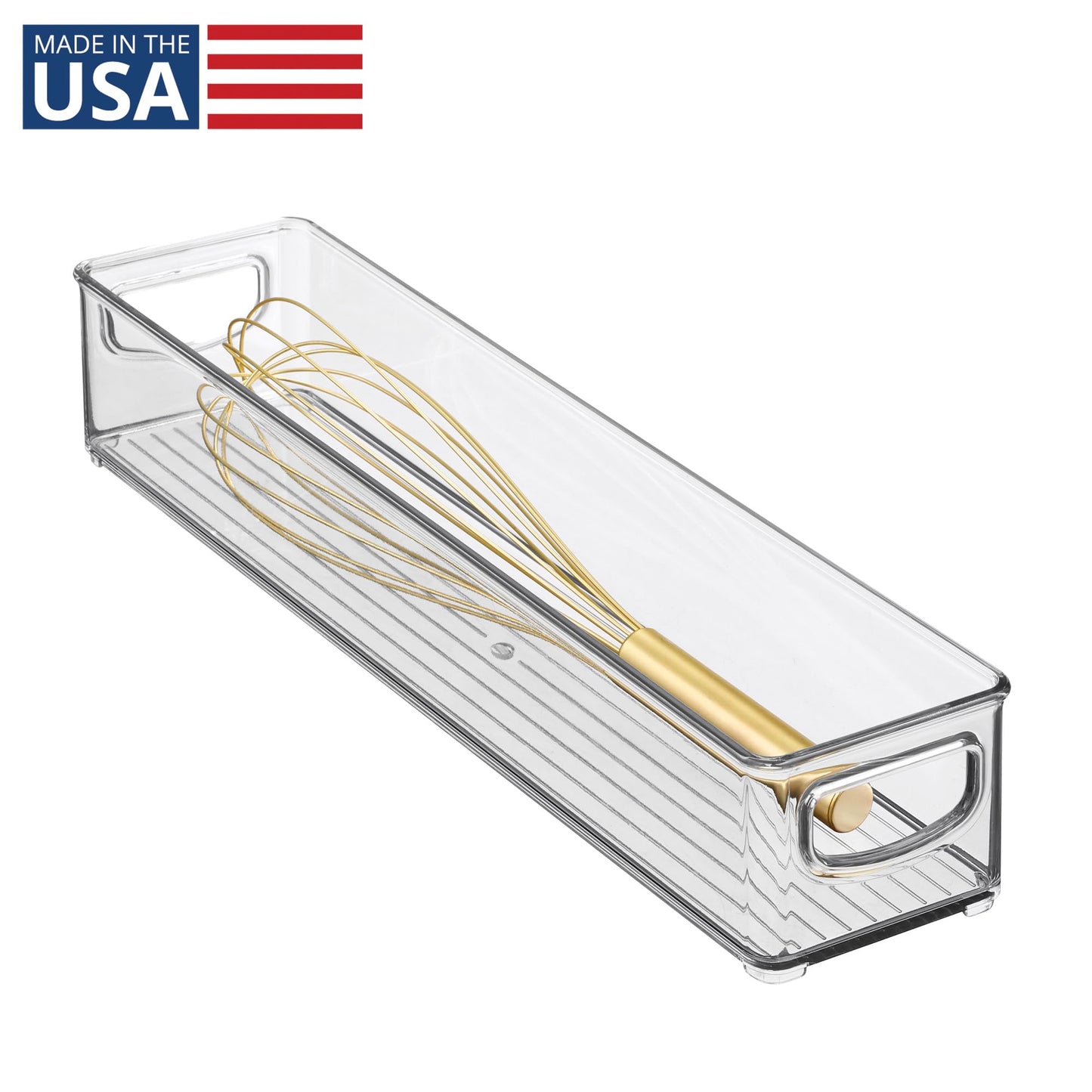iDesign Slim Clear Plastic Storage Bin, Extra Long Narrow Stackable Organizer for Kitchen and Pantry