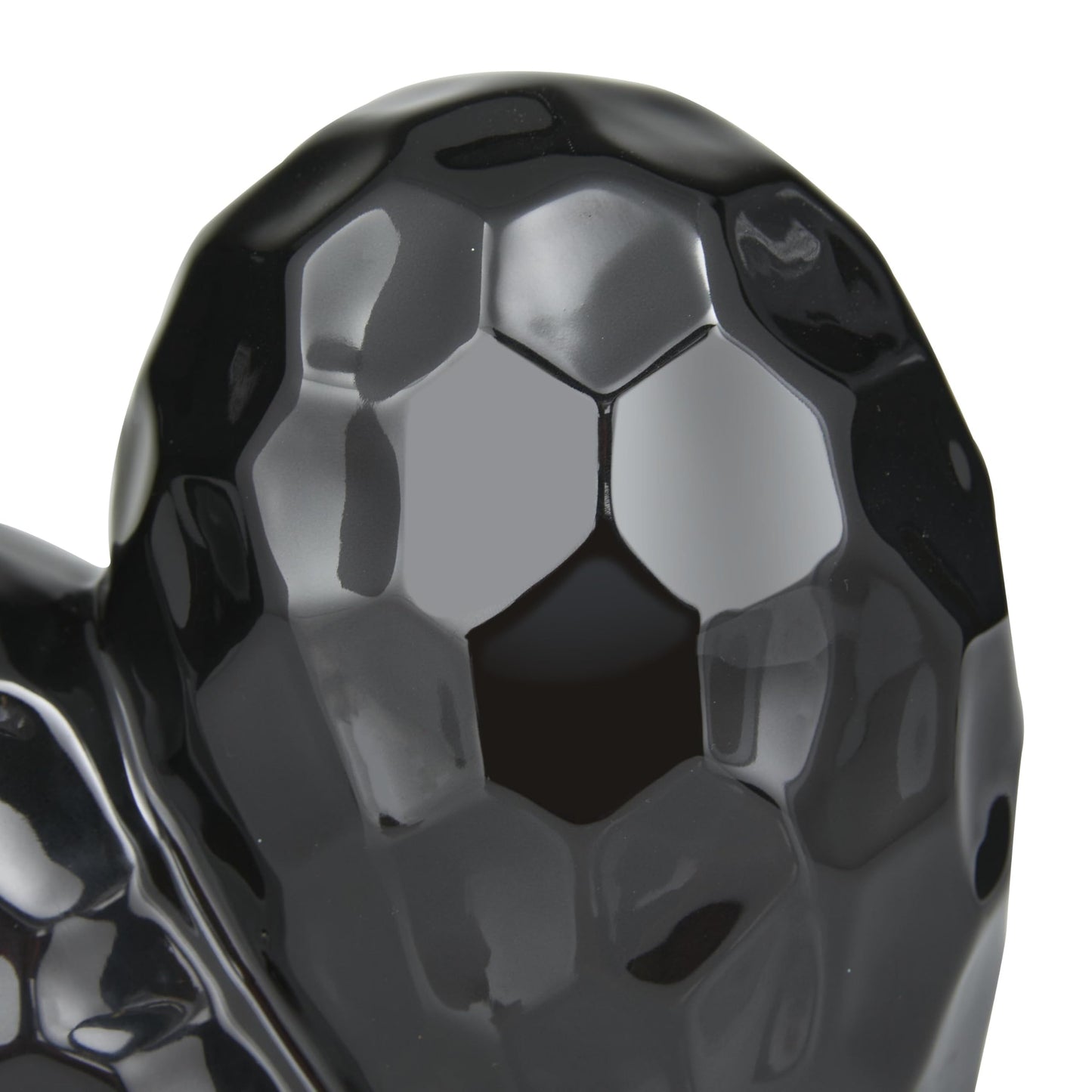 Deco 79 Porcelain Ceramic Heart Decorative Sculpture Dimensional Angled Origami Inspired Home Decor Statue, Accent Figurine 8" x 3" x 8", Black