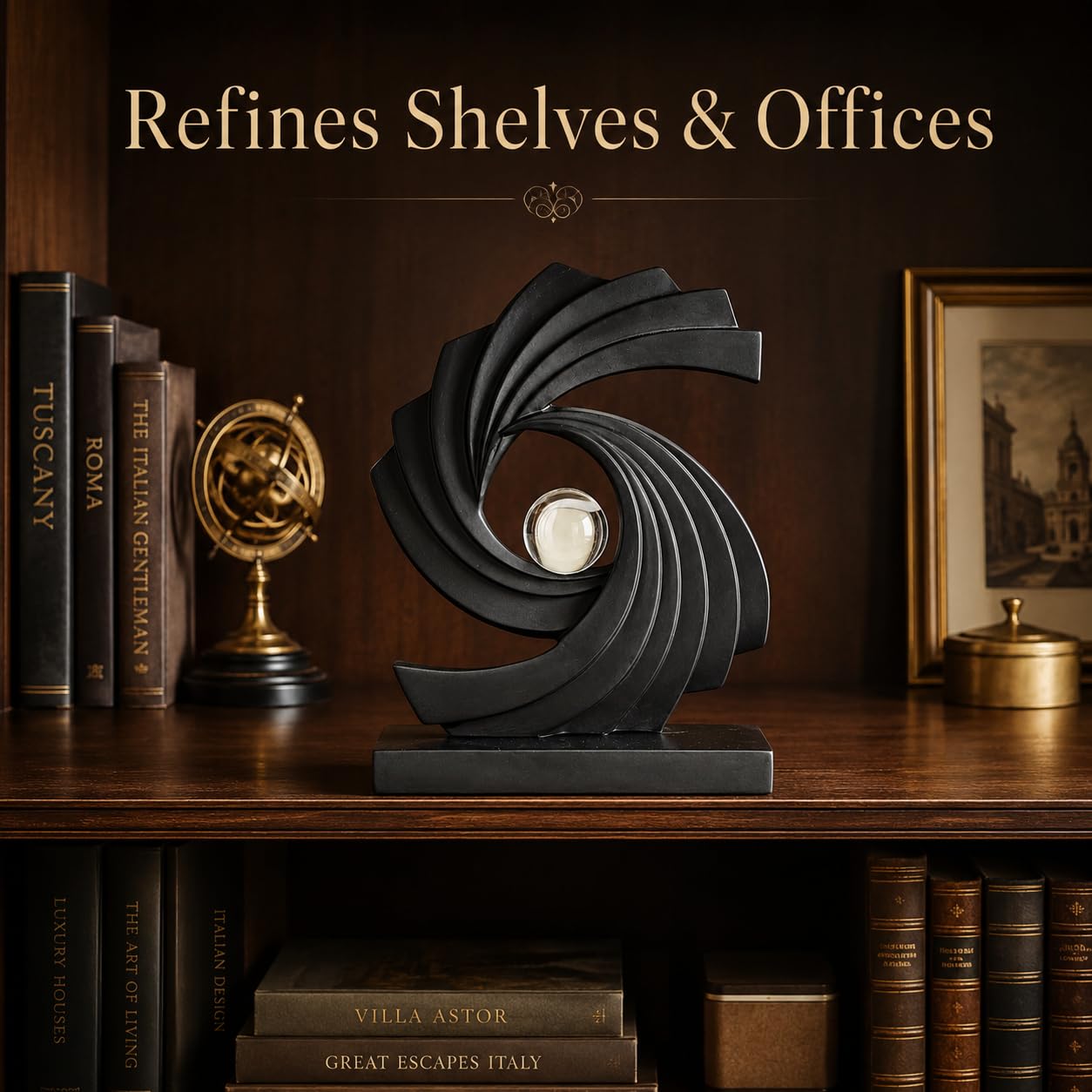 AWNR Blue Abstract Statue Accent Decor, Adornos para Sala Modernos Shelf Decor Aesthetic for Coffee Table, Modern Home, TV Stand, Men's Bedroom, Coffee Table, Console Table, Entryway (Black)