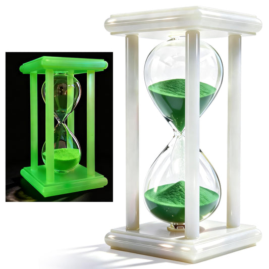 PROLOSO 30 Minutes Hourglass Green Sand Timer Glow in the Dark Sandglass Large Sand Clock Watch for Home Office Shelf Ornament