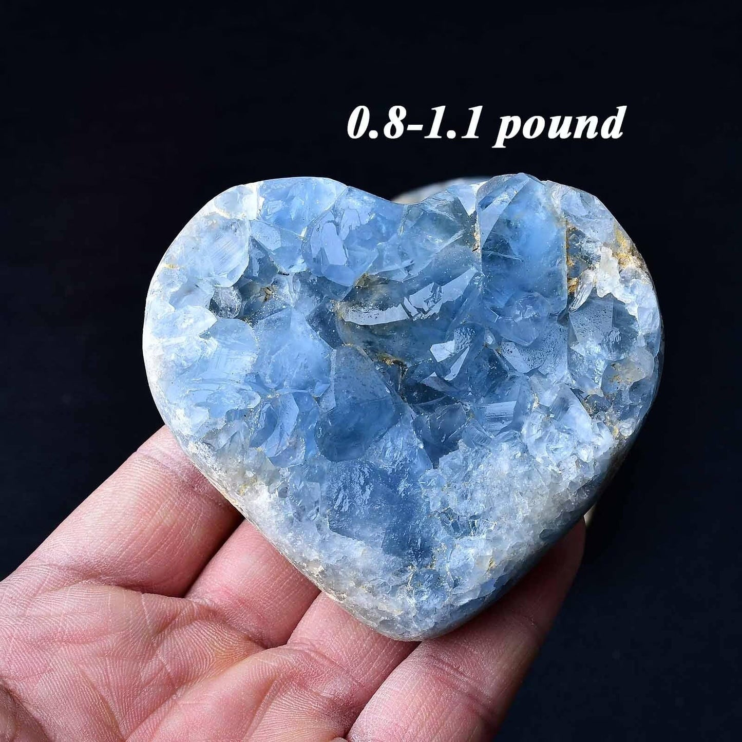 FZBHRO Extra Large Blue Celestite Geode Heart Healing Crystal Stone Collection Mineral Specimen with Stand Home Office Decor 3.5-4.0 Pound