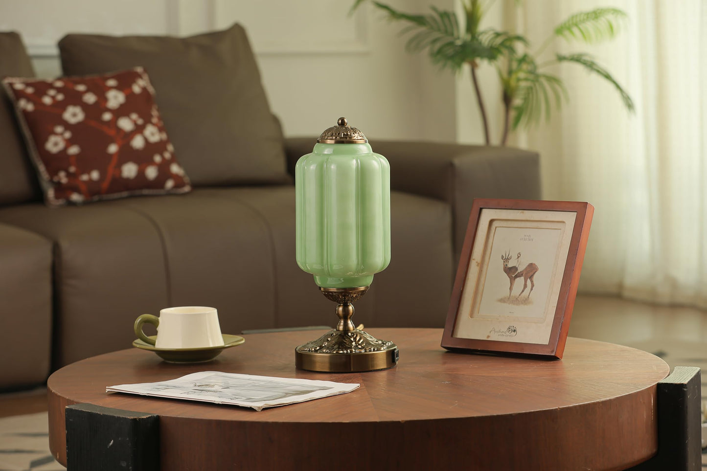 Glazart Luxa Vintage Touch Table Lamp, Milk Glass Shade with Metal Base, 3 Way Dimmable Desk Light with USB Charging Ports, Retro Lamp for Living Room Bedroom Bedside Nightstand