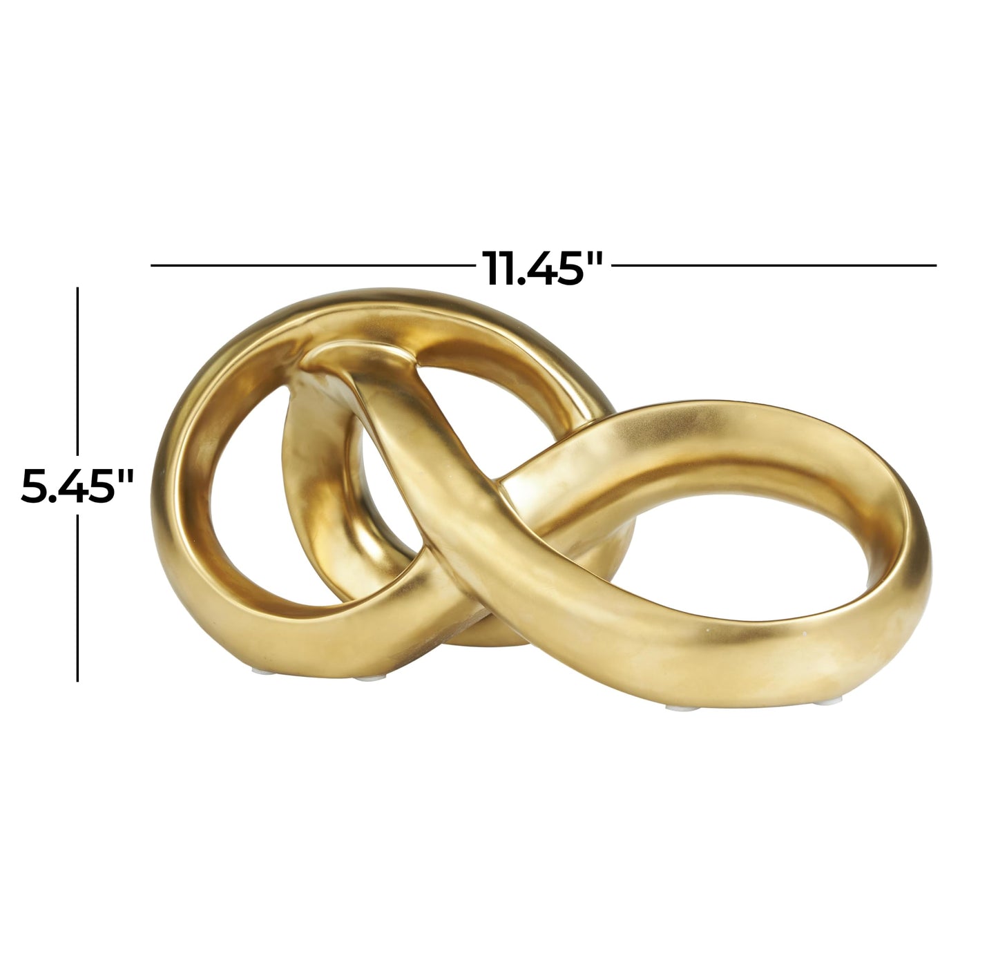 Deco 79 Ceramic Abstract Decorative Sculpture Infinity Loop Home Decor Statue, Accent Figurine 11" x 5" x 5", Gold