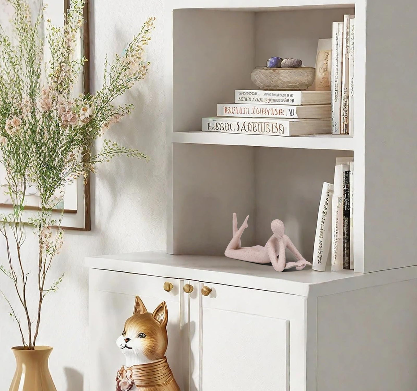 ZMLOOK "Reading Woman Thinker Sculpture is a Modern Abstract Decorative piece, a Favorite Among Book Lovers and Thinkers, Suitable for Placement in Living Rooms, Offices, and bedrooms. (Sandstone A)