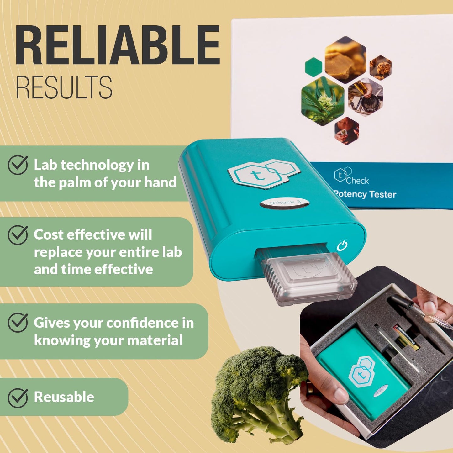 tCheck 3 Portable Potency Tester with Reusable Tray | UV Spectrometer for Accurate Potency Testing - Herbal Kit for Infusions, Edibles & Oils (Not for Flower Testing) Blue