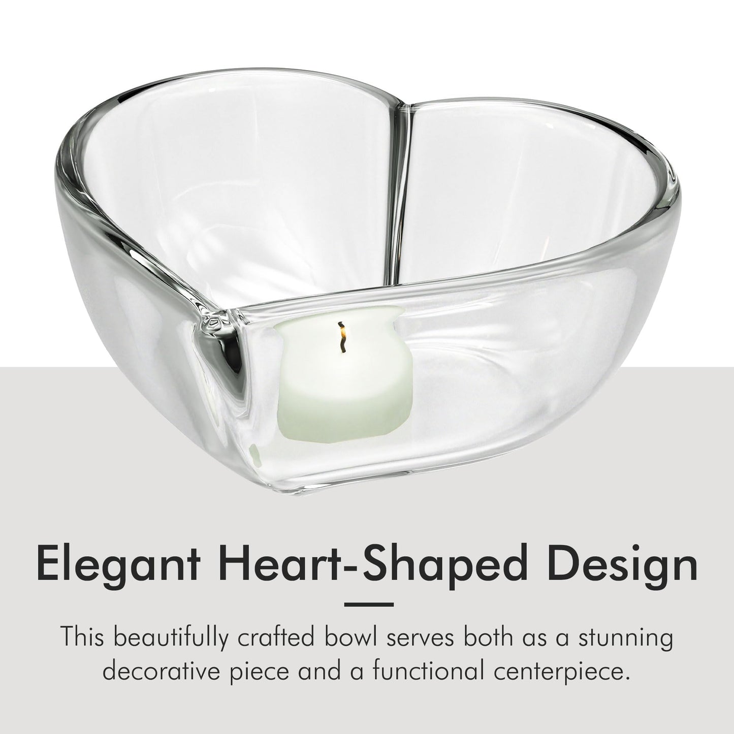 Orrefors 10" Heart Bowl, Decorative Serveware Collection, Made from Crystal, For Salad, Soup, Snack, Dessert, Kitchen & Dining Decor - Bachelorette and Wedding Party