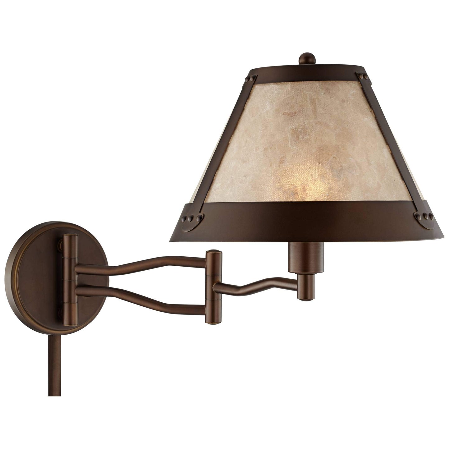 Franklin Iron Works Samuel Mica Shade Plug-in Swing Arm Wall Lamp with Cord Cover Set of 2