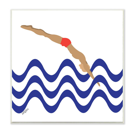 Stupell Industries 'Male Diver Abstract Blue Waves'| Wall Plaque Art
