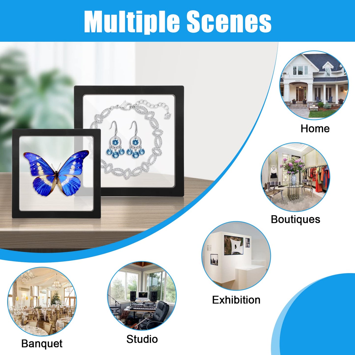 Linkstyle 10PCS Challenge Coins Display Stand Holder, 3D Floating Frame Transparent PE Floating Display Case, Jewelry Storage Box Suspension Frame for Medal, Medallion, Stamps