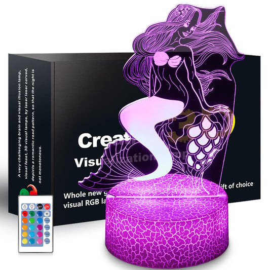 SHWKMOPPE Mermaid Night Light Gifts for Girls, 3D Illusion 16 Color Change Decor Bedside Lamp with Remote and Smart Touch, Gifts for Christmas Birthday Kids