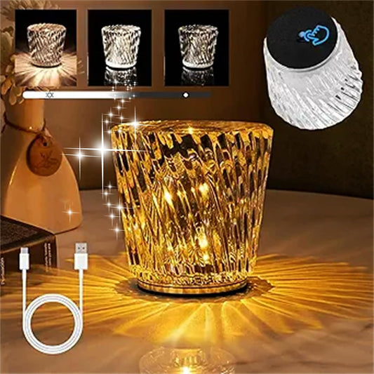 wgzixezn Crystal Diamond Table Lamp USB Charging Touch Lamp K9 Crystal Table Lamp with 3 Color, Diamond Lamp for Nightstand Bedroom Livng Room Decor Christmas Gifts (Style C, 3 Color)