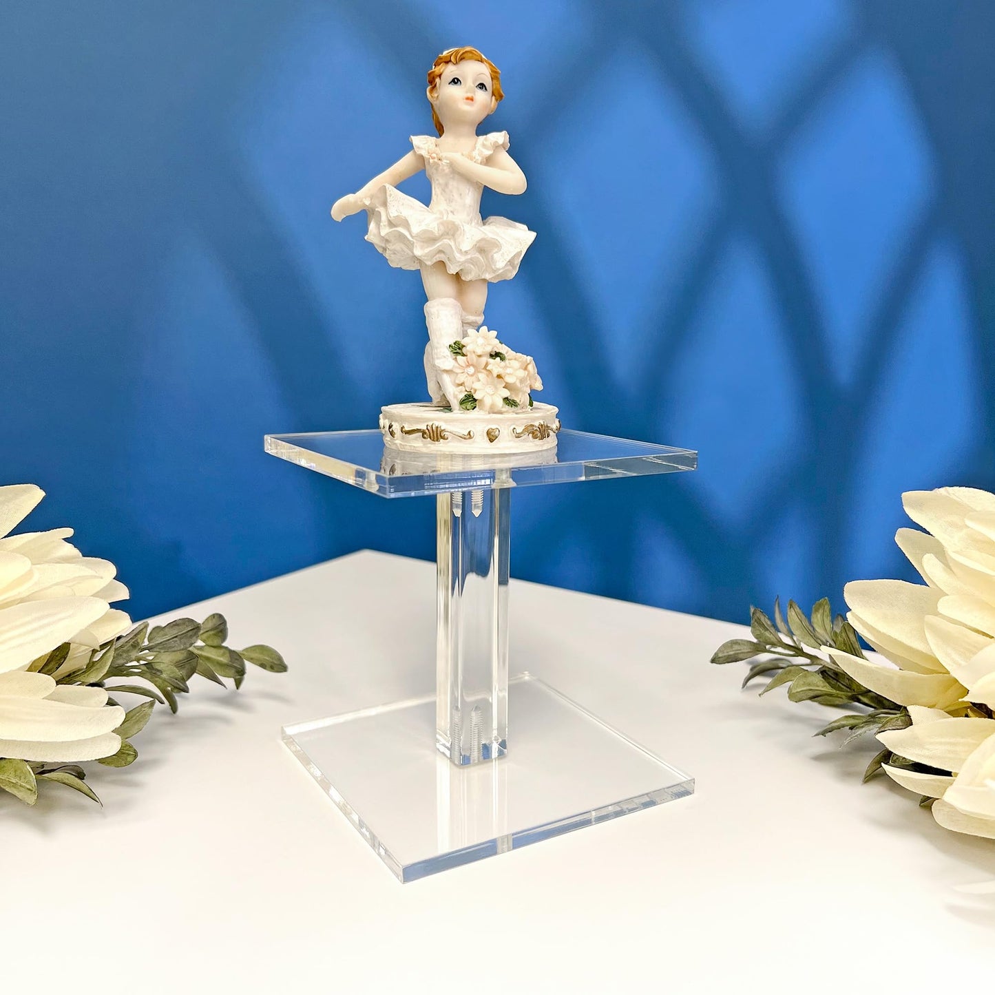 Plymor Clear Acrylic Square Barbell Pedestal Display Riser, 4.5" H x 4" W x 4" D (1/4" thick)
