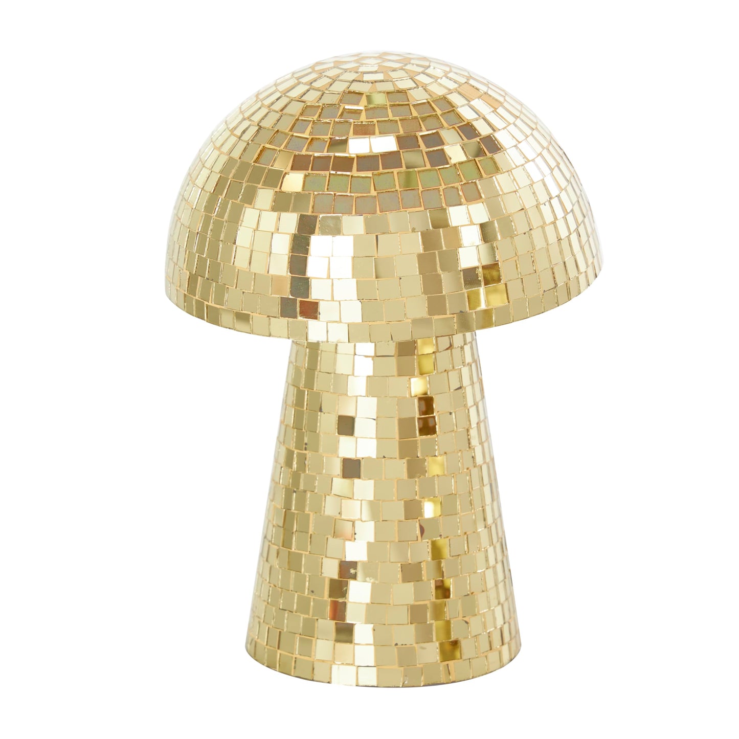 Deco 79 Glass Mushroom Handmade Decorative Sculpture Mosaic Mirrored Home Decor Statues, Set of 2 Accent Figurines 10", 8"H, Gold